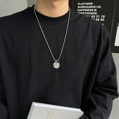 Round Lettering Metal Pendant Necklace ArtsKoreanMan