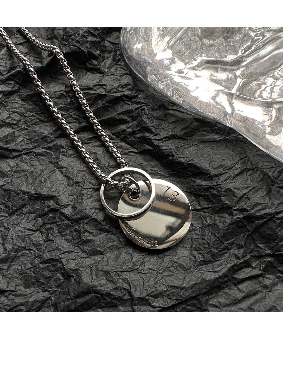 Round Lettering Metal Pendant Necklace