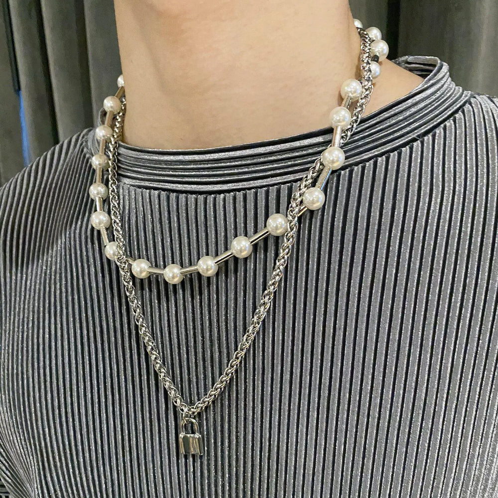 Silver Clavicle Pearl Necklace ArtsKoreanMan