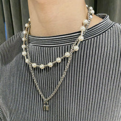 Silver Clavicle Pearl Necklace ArtsKoreanMan