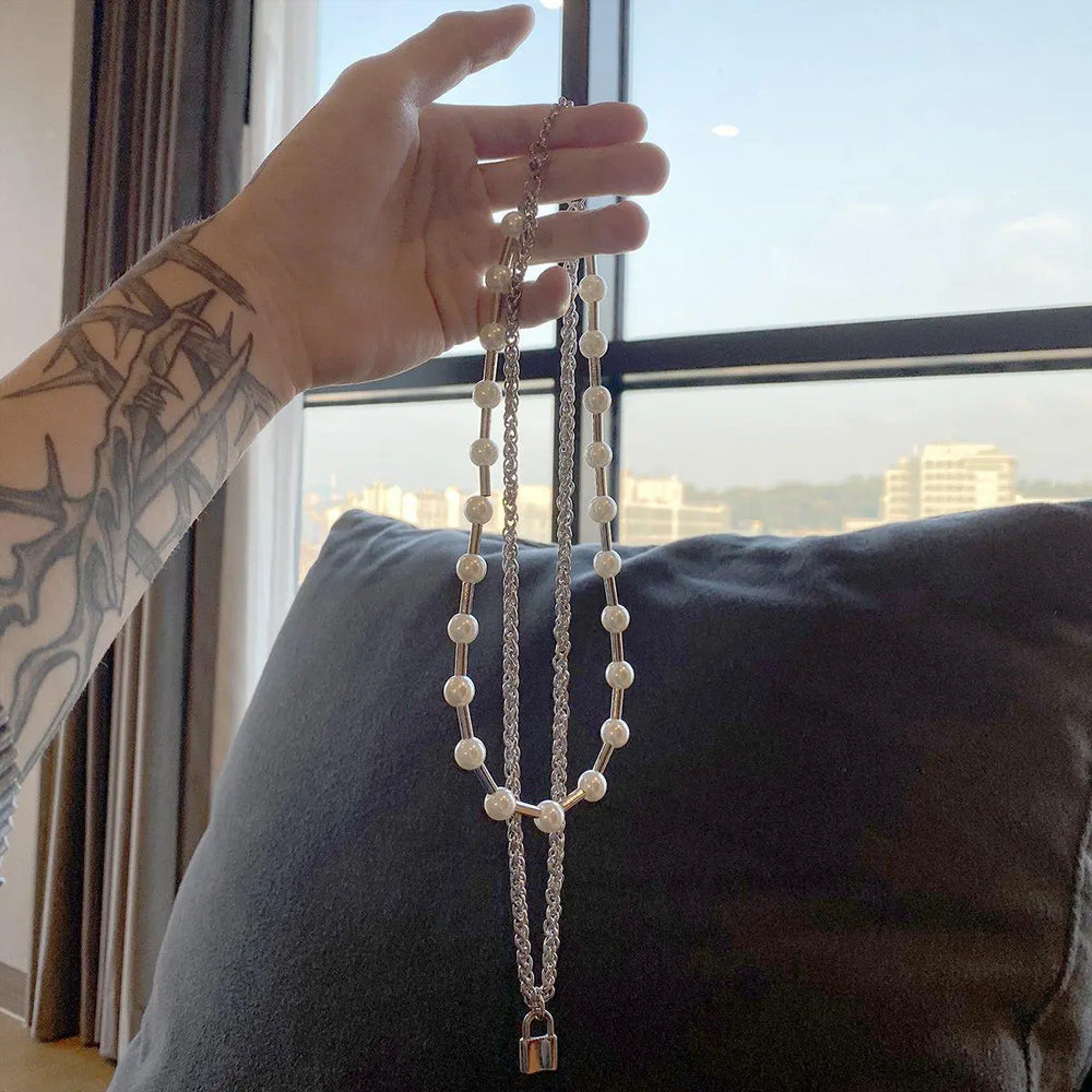 Silver Clavicle Pearl Necklace ArtsKoreanMan