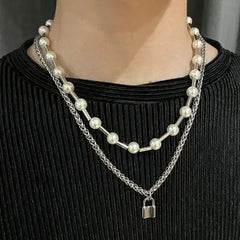 Silver Clavicle Pearl Necklace ArtsKoreanMan