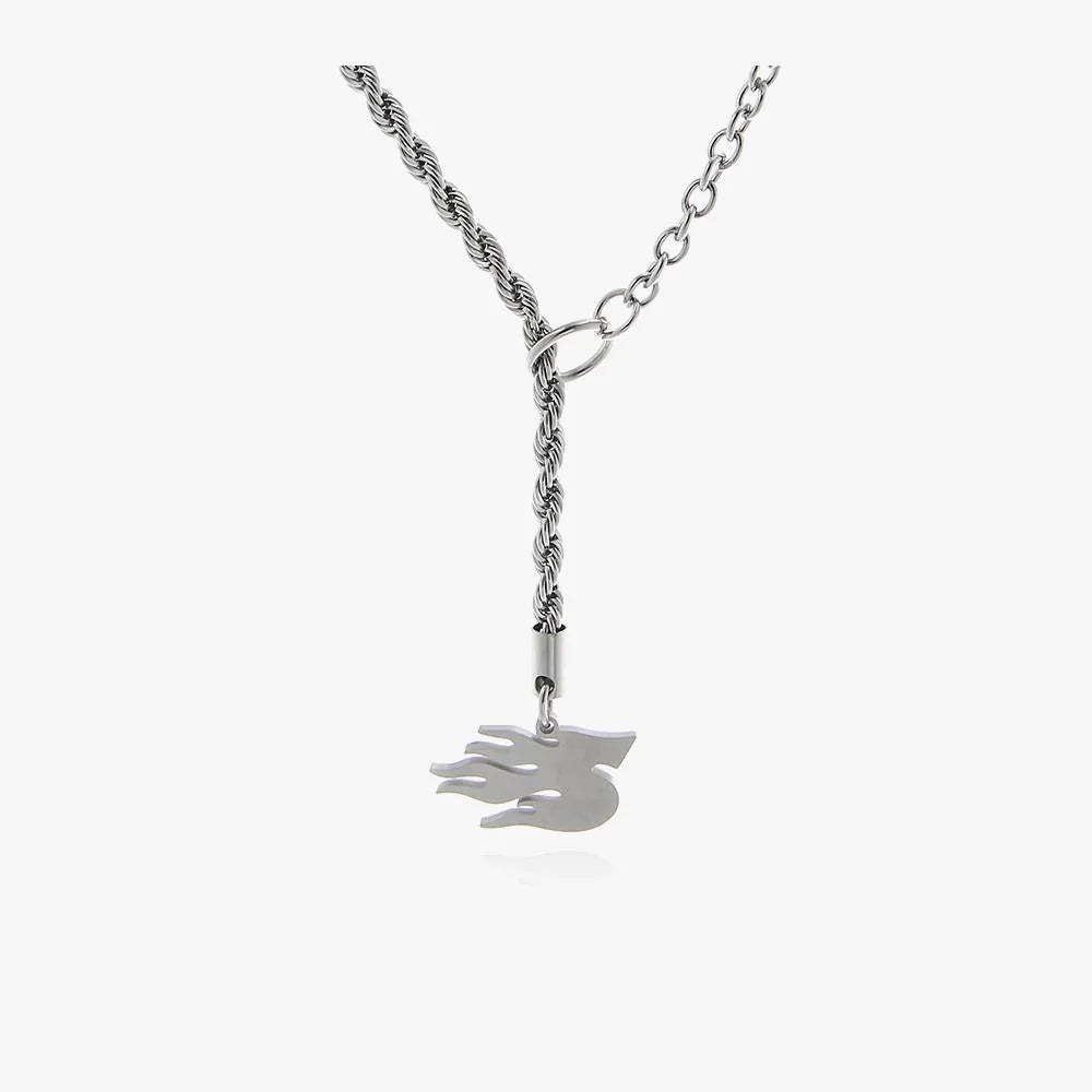 Silver Flame Pendant Necklace