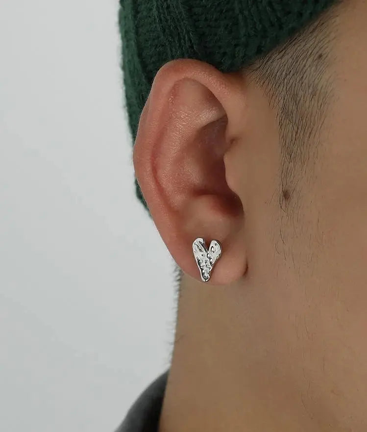 Silver Heart Stud Earrings ArtsKoreanMan