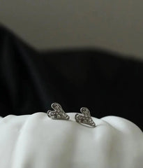 Silver Heart Stud Earrings ArtsKoreanMan