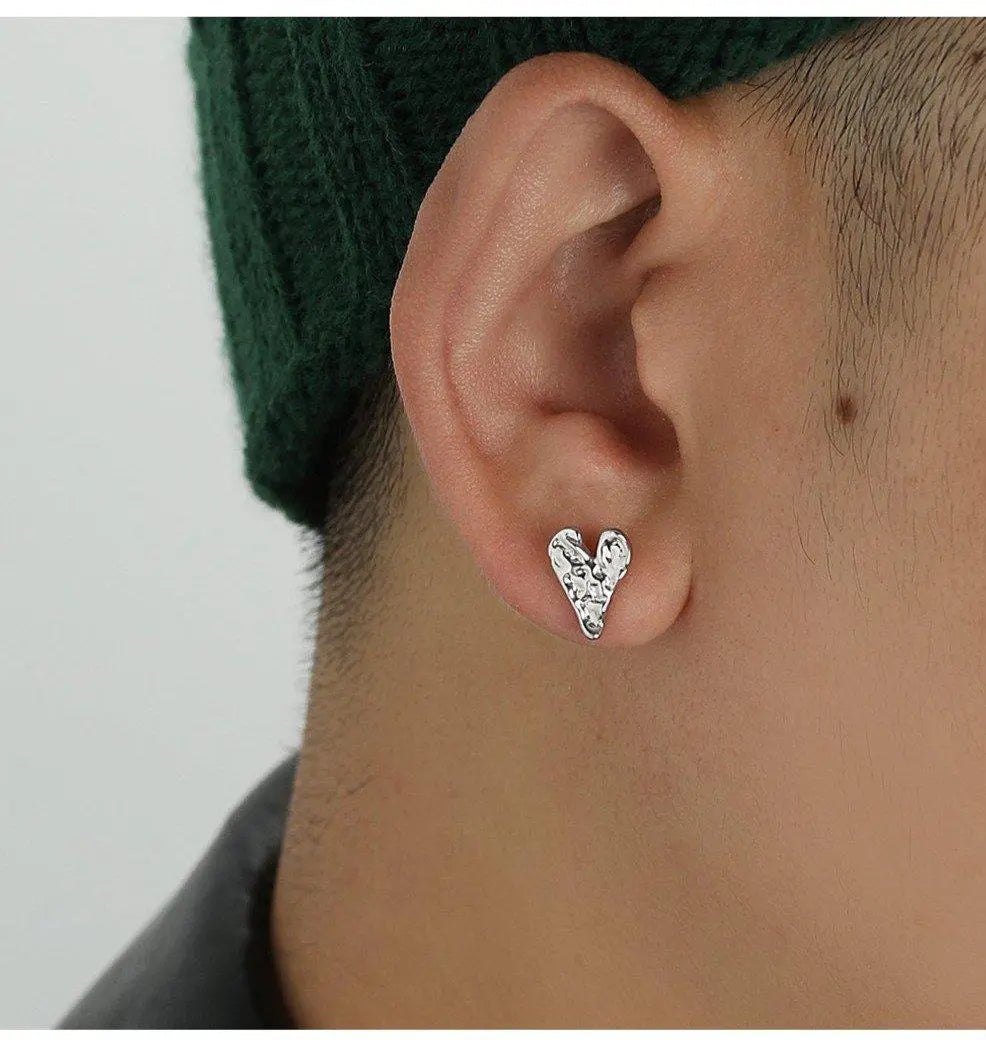 Silver Heart Stud Earrings ArtsKoreanMan