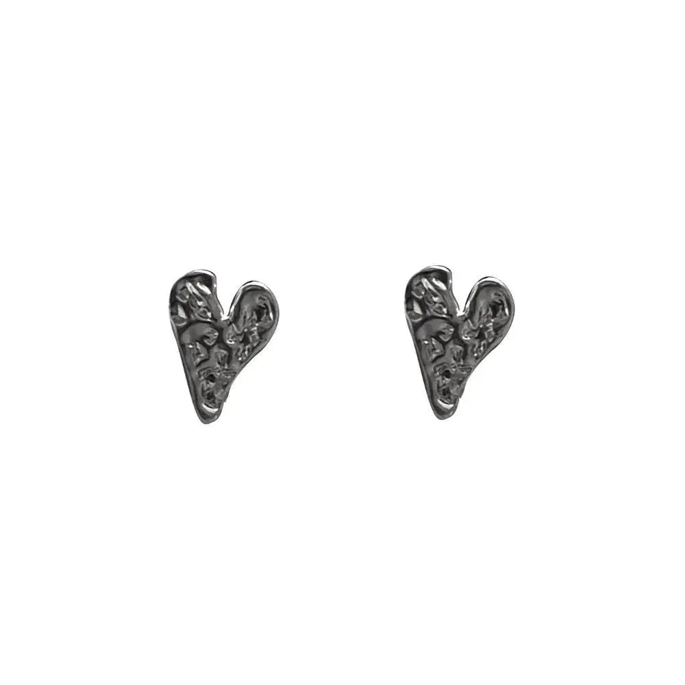 Silver Heart Stud Earrings ArtsKoreanMan