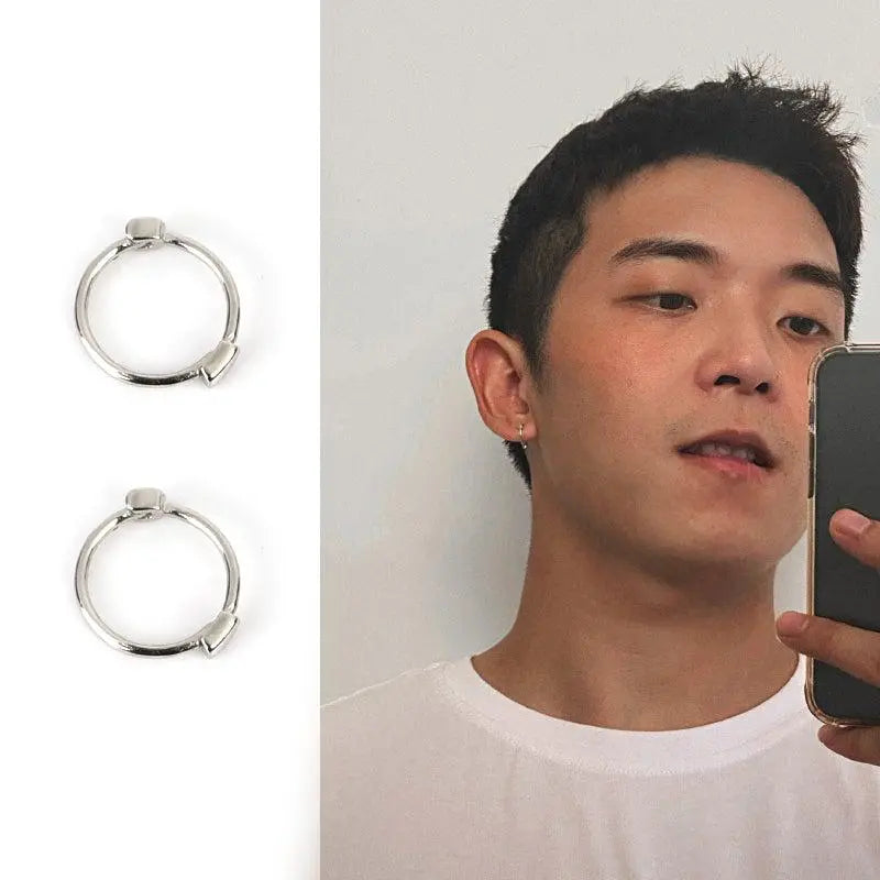 Silver Hoop Earrings ArtsKoreanMan