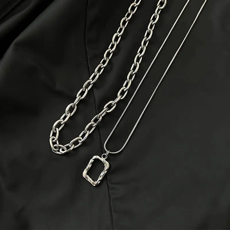 Silver Necklace Two Piece Set ArtsKoreanMan