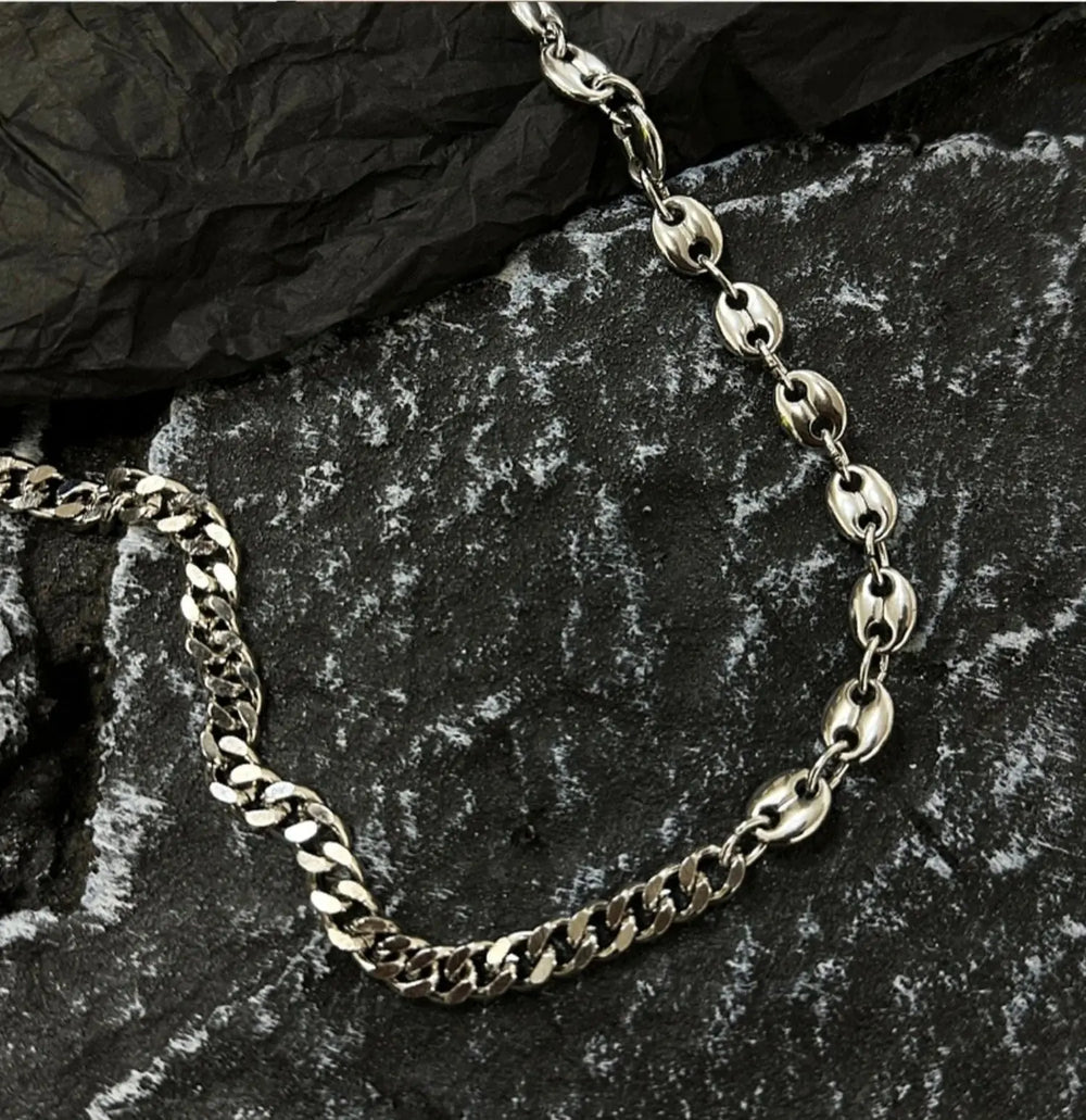 Silver Titanium Steel Necklace ArtsKoreanMan