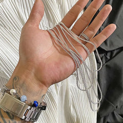 Sparkling Silver Chain Necklace ArtsKoreanMan