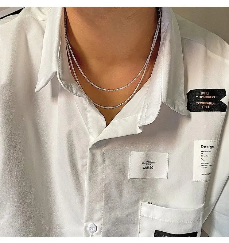 Sparkling Silver Chain Necklace ArtsKoreanMan