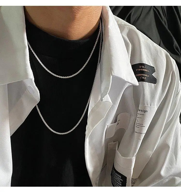 Sparkling Silver Chain Necklace ArtsKoreanMan