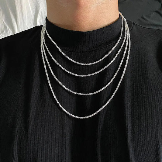 Sparkling Silver Chain Necklace ArtsKoreanMan