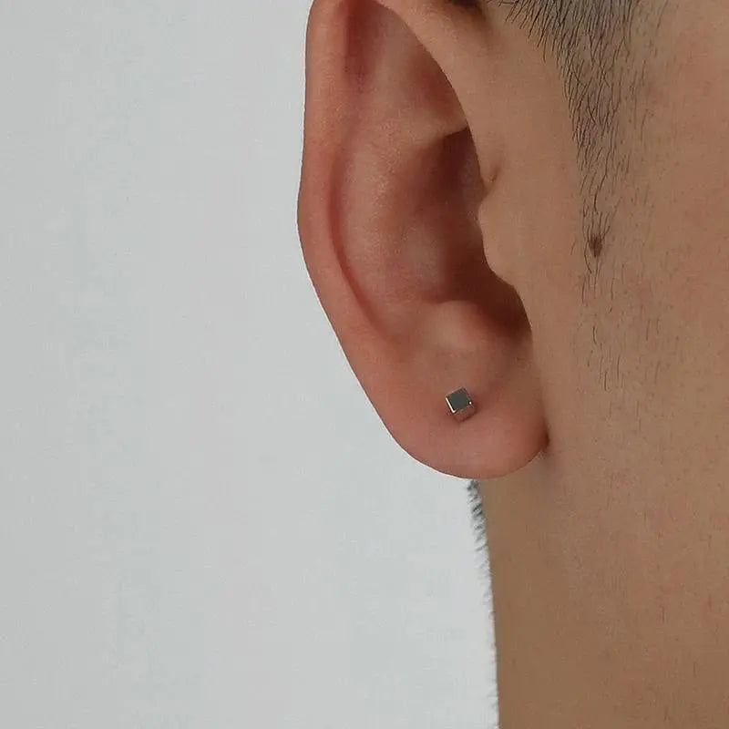 Spiral Square Ear Studs ArtsKoreanMan