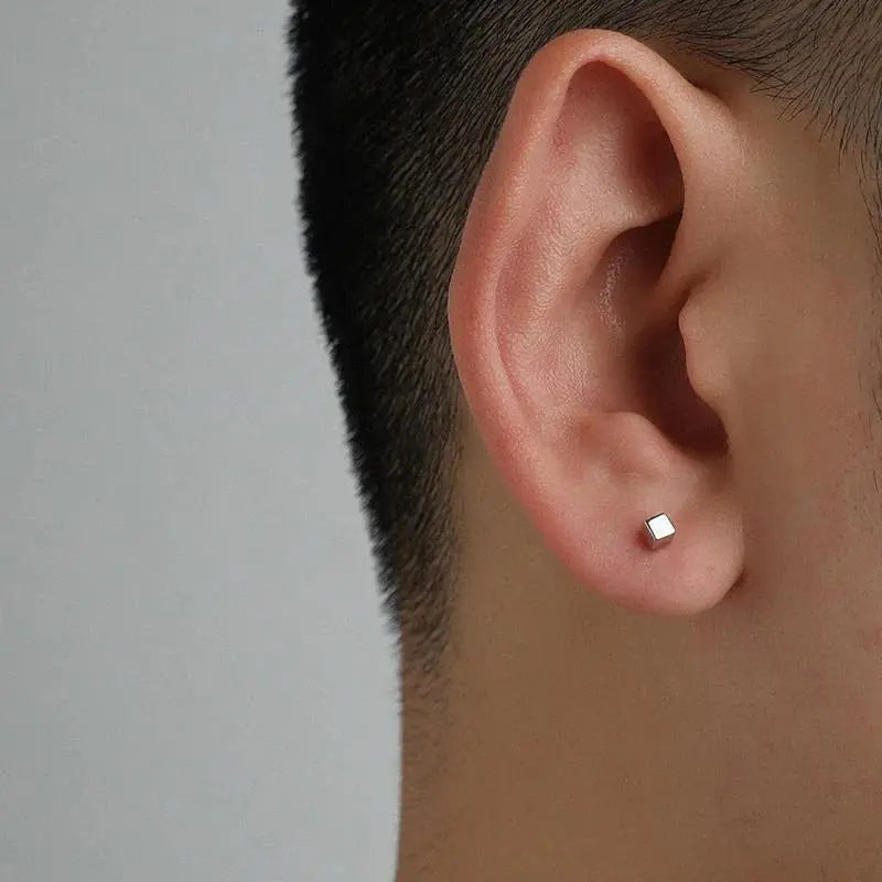 Spiral Square Ear Studs ArtsKoreanMan