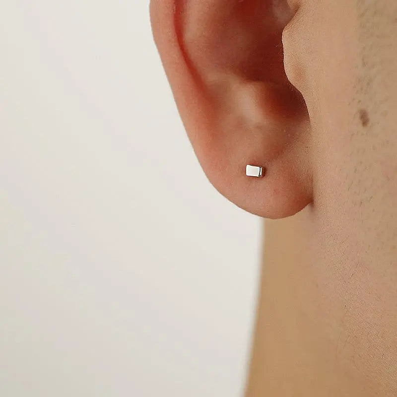 Square Metal Ear Studs ArtsKoreanMan