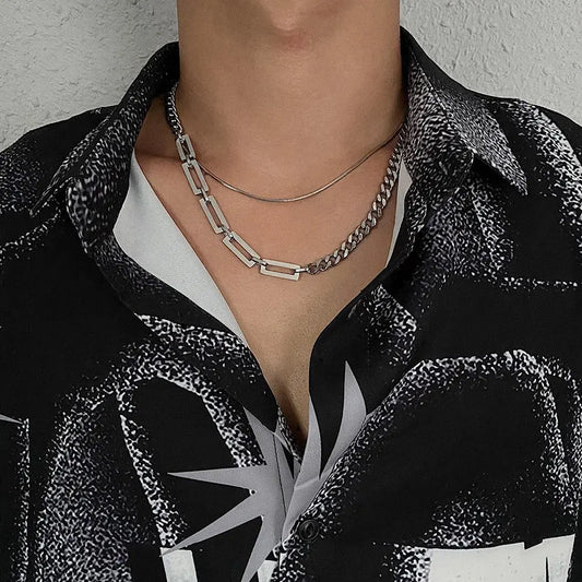 Square Stitching Cuban Chain Necklace ArtsKoreanMan