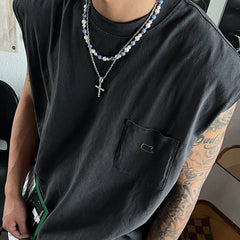 Stitching Green Beaded Necklace ArtsKoreanMan