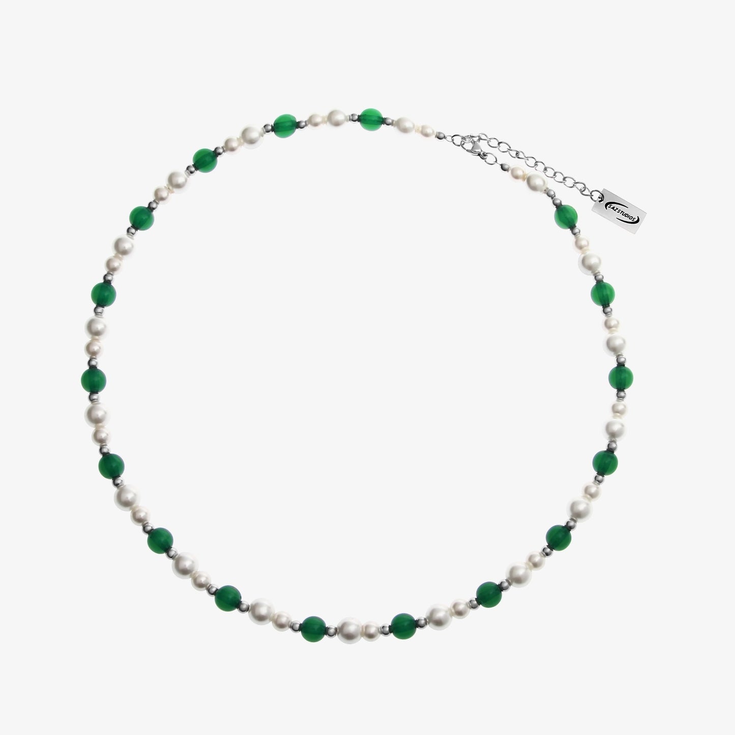 Stitching Green Beaded Necklace