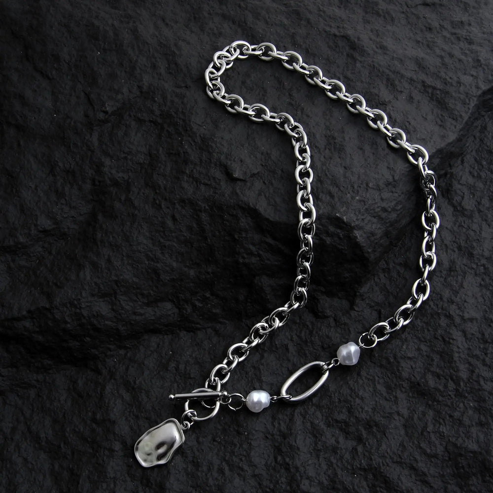 Stitching Metal Pendant Cuban Chain ArtsKoreanMan