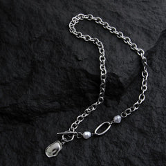 Stitching Metal Pendant Cuban Chain ArtsKoreanMan