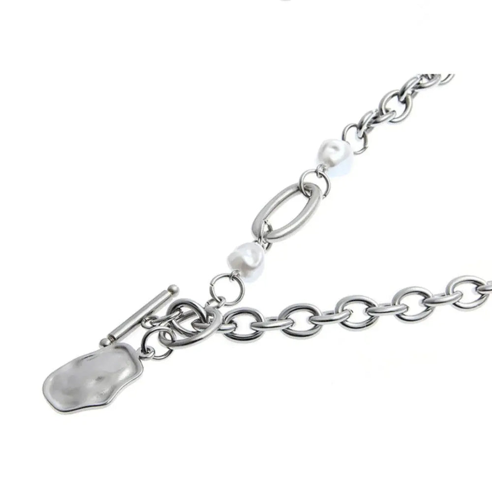 Stitching Metal Pendant Cuban Chain ArtsKoreanMan