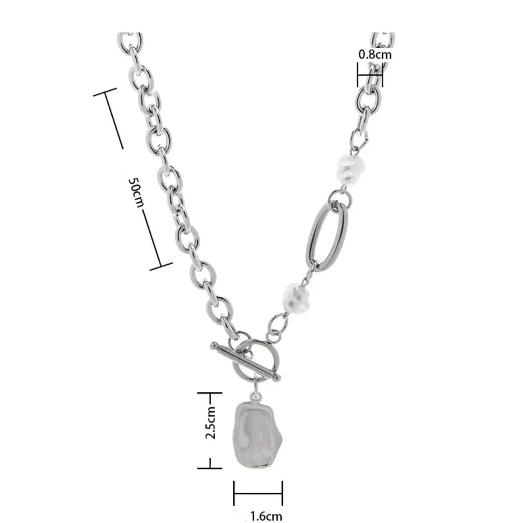 Stitching Metal Pendant Cuban Chain ArtsKoreanMan