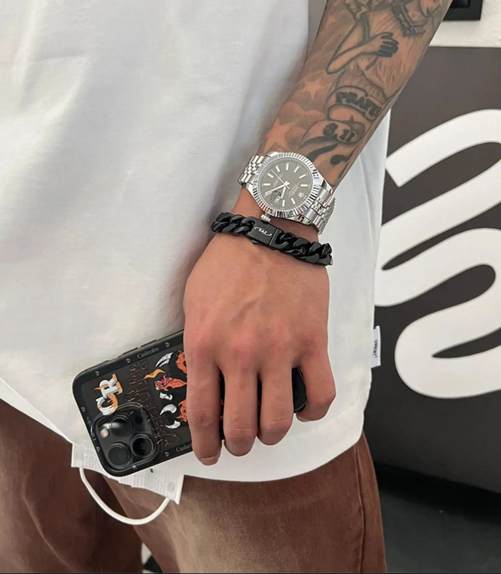 Three-Dimensional Buckle Cuban Bracelet ArtsKoreanMan