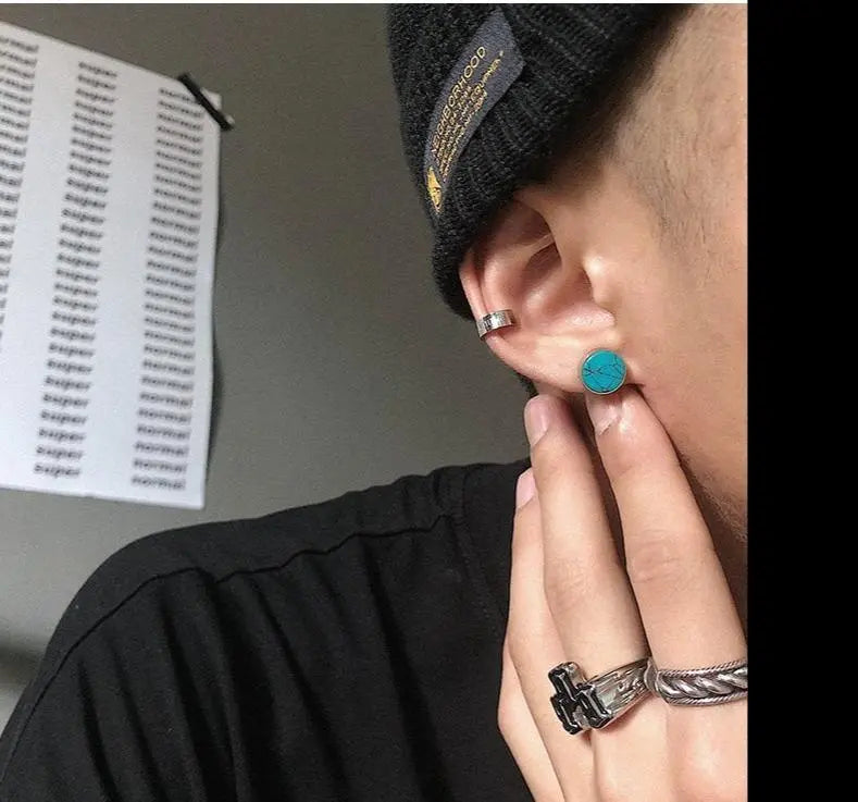 Turquoise Cracked Earrings ArtsKoreanMan