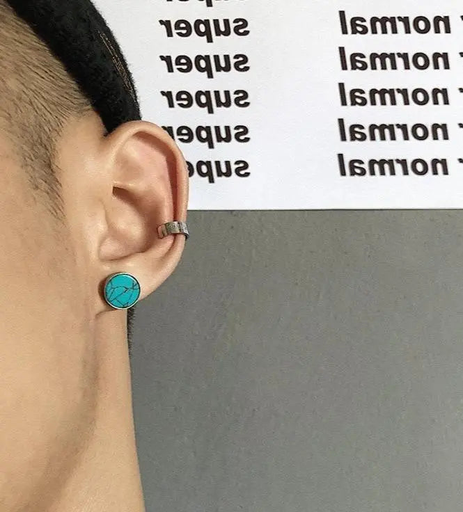 Turquoise Cracked Earrings ArtsKoreanMan