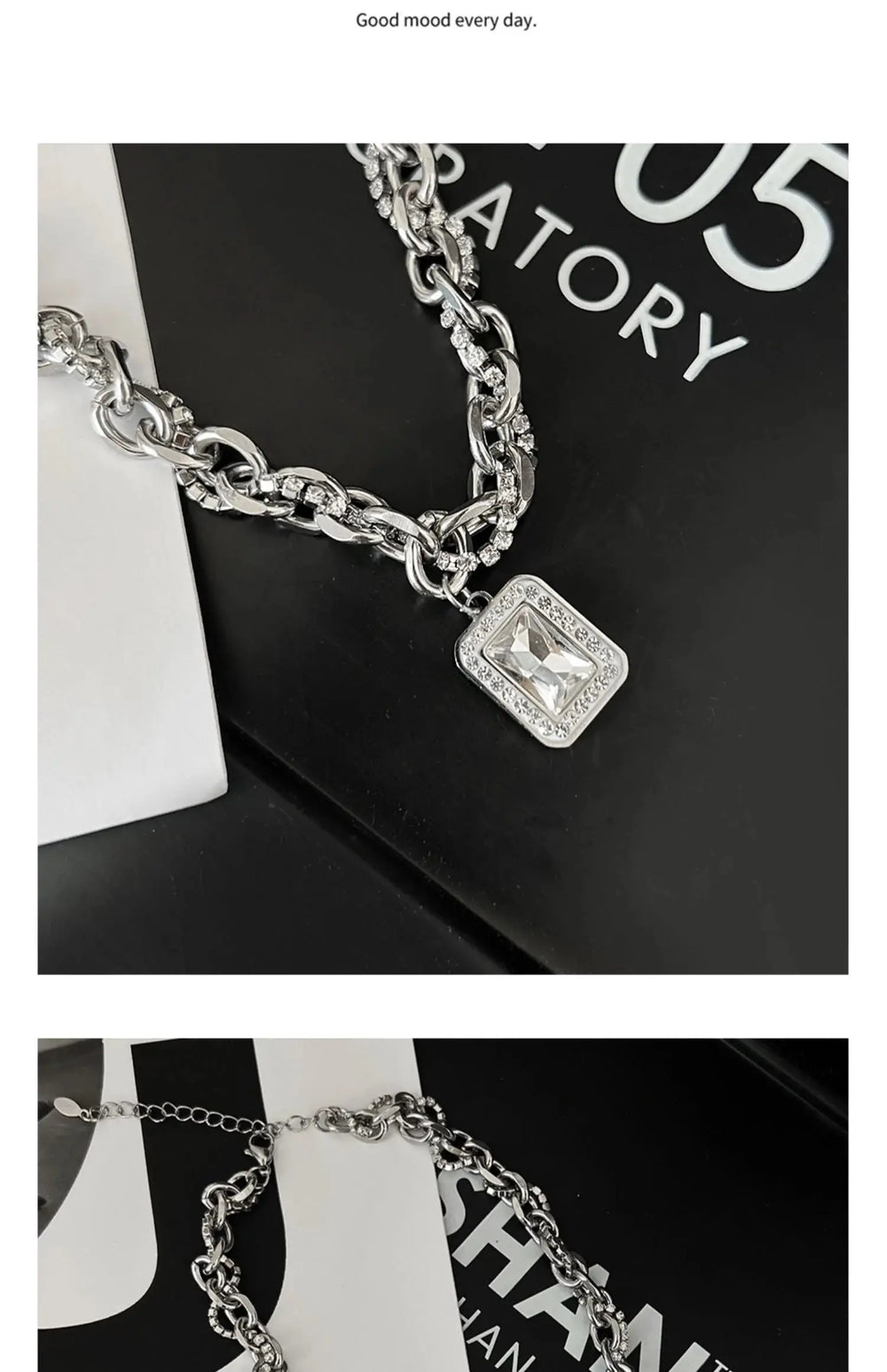 White Diamond Pendant Necklace ArtsKoreanMan