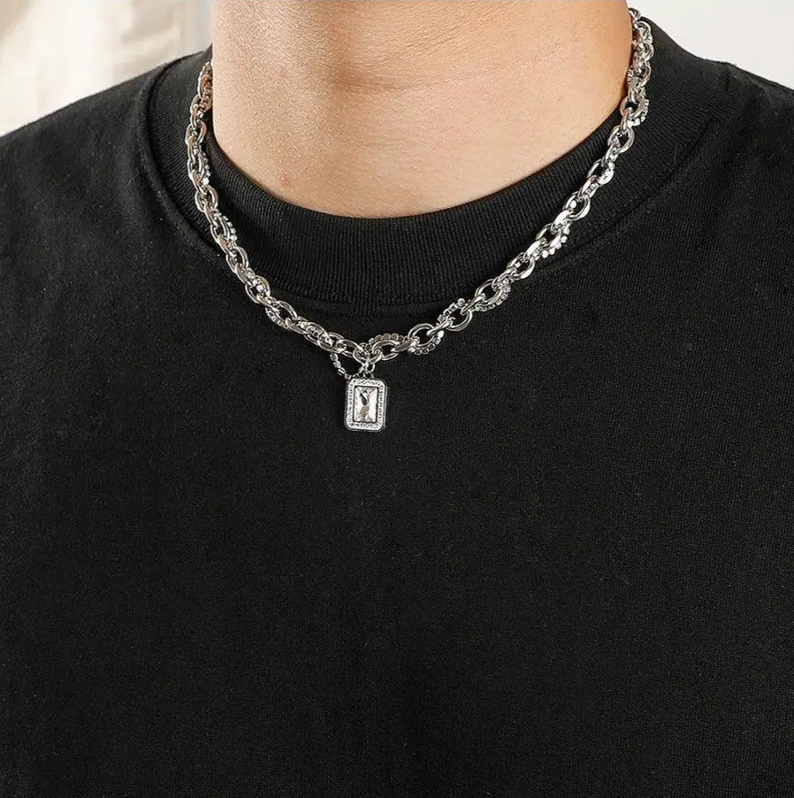 White Diamond Pendant Necklace ArtsKoreanMan