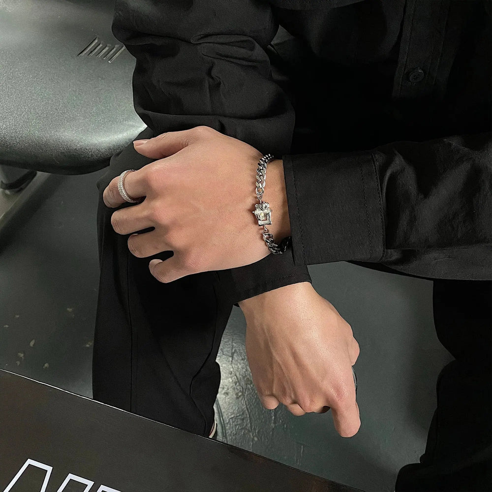 White Gem Cuban Chain Bracelet ArtsKoreanMan