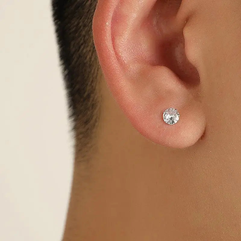 White Zircon Stud Earrings ArtsKoreanMan