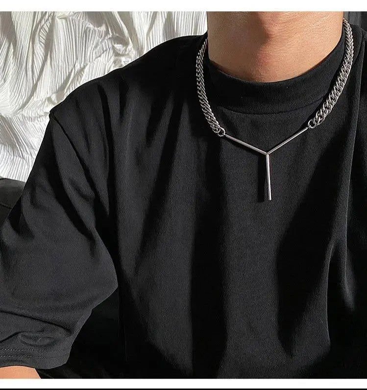 Y-Shaped Chain Necklace ArtsKoreanMan