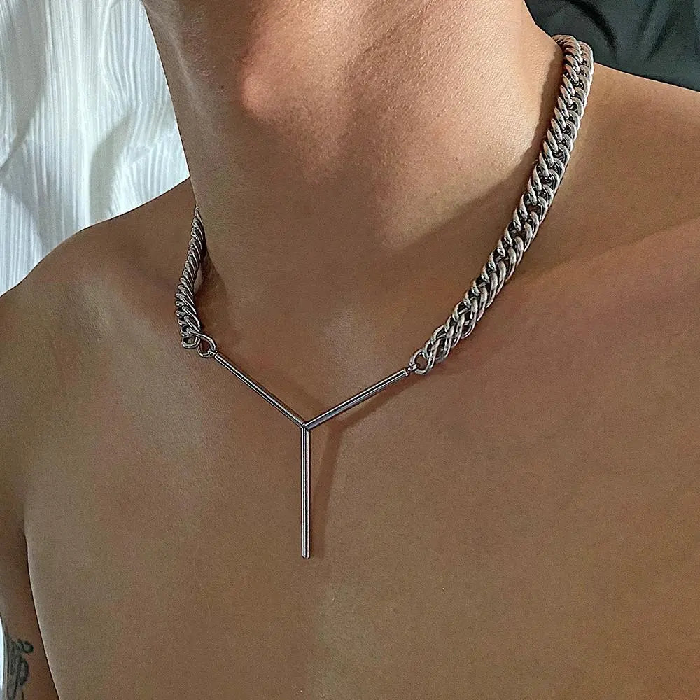 Y-Shaped Chain Necklace ArtsKoreanMan