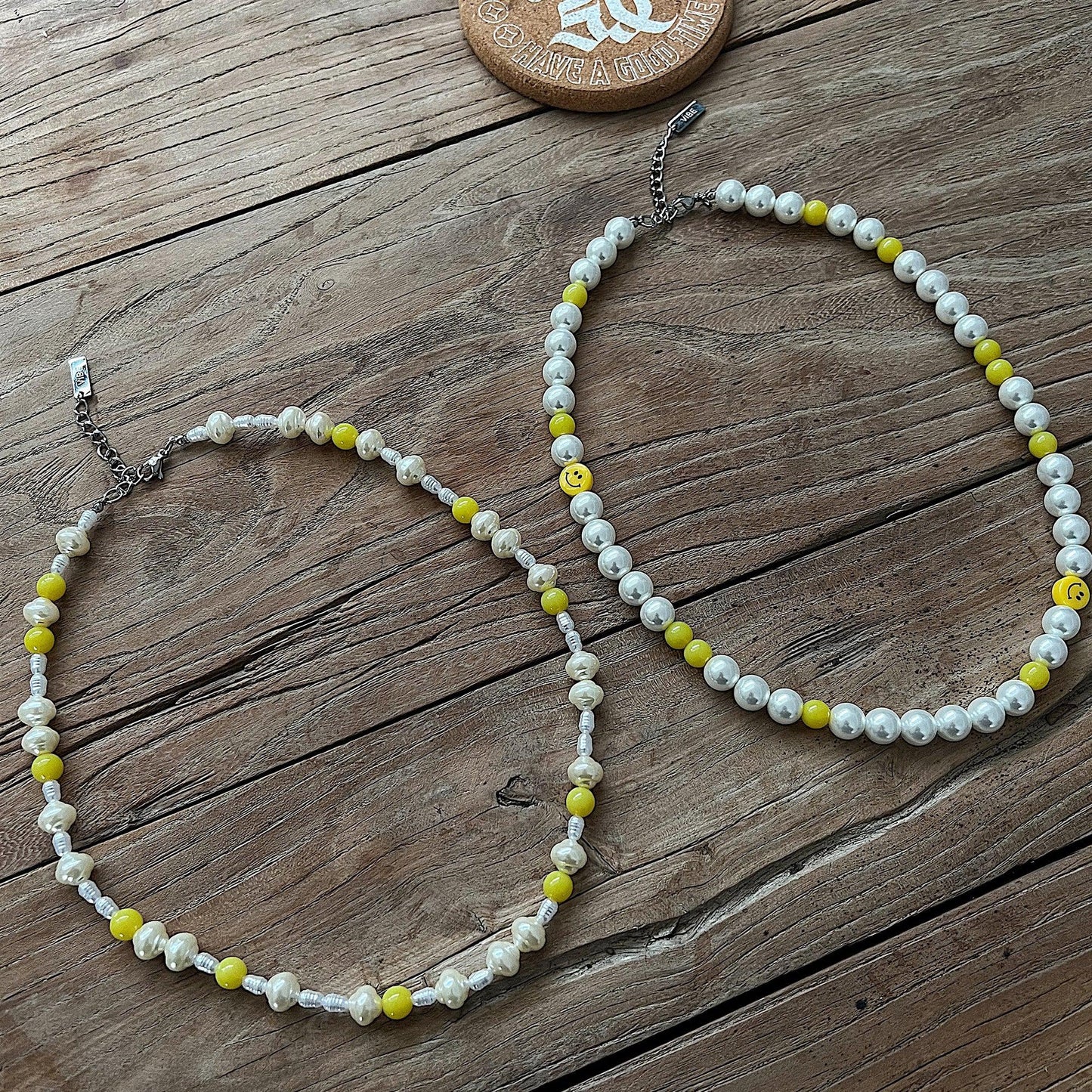 Yellow Beads Pearl Necklace