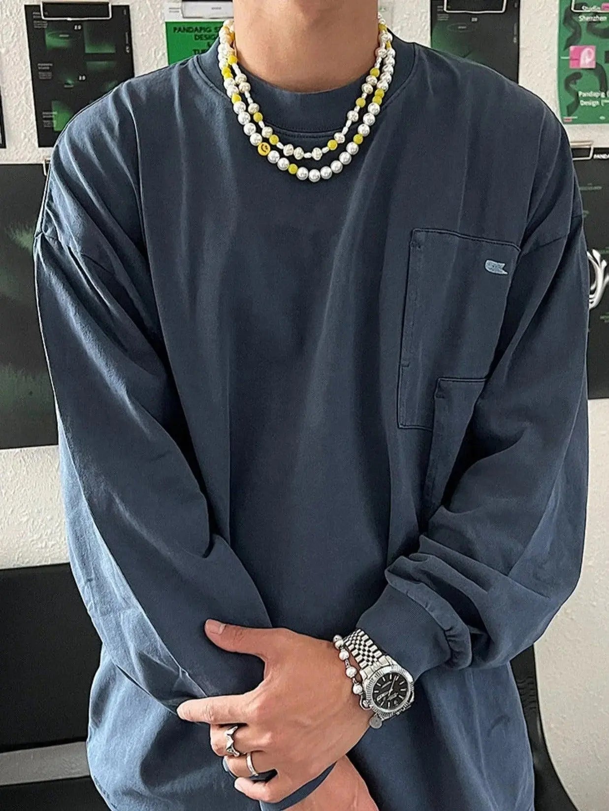 Yellow Beads Pearl Necklace ArtsKoreanMan