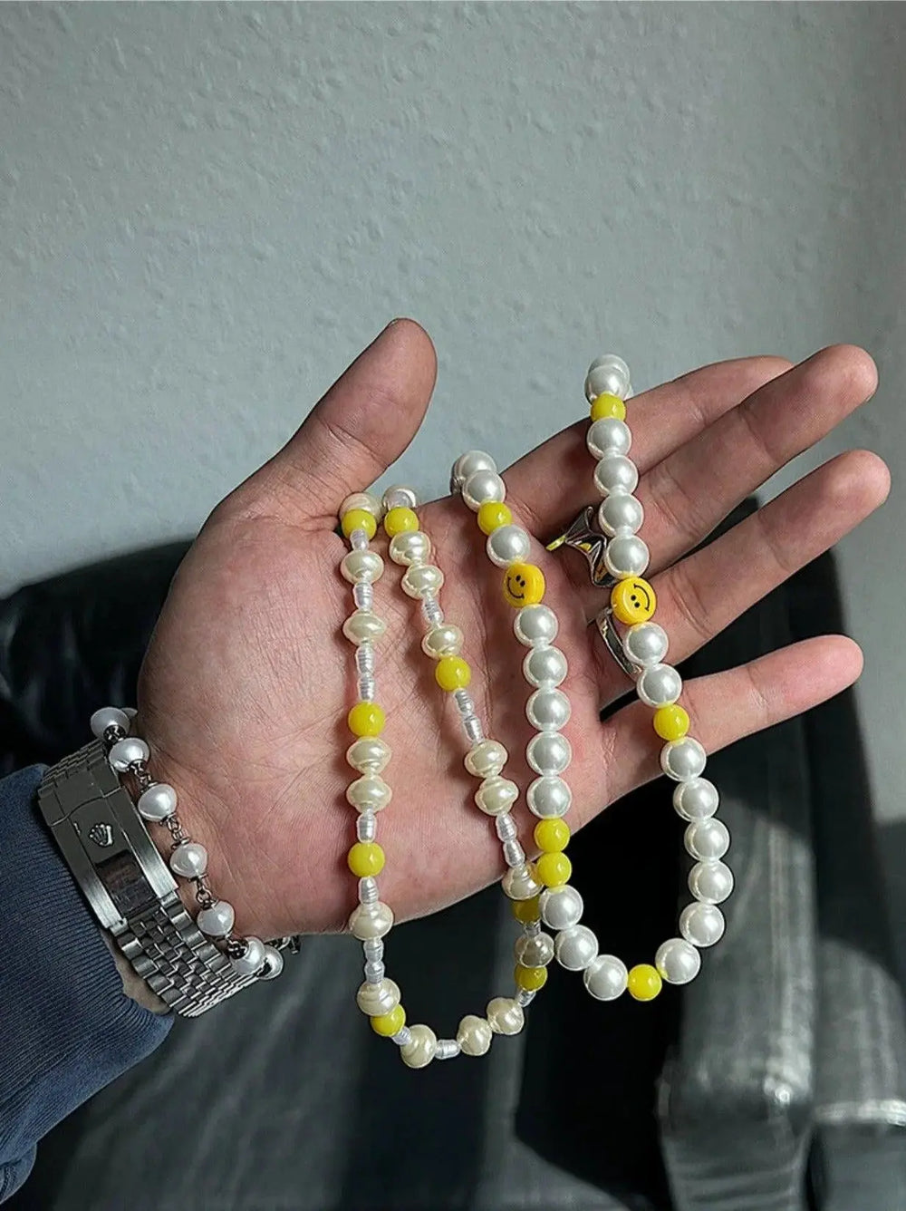 Yellow Beads Pearl Necklace ArtsKoreanMan