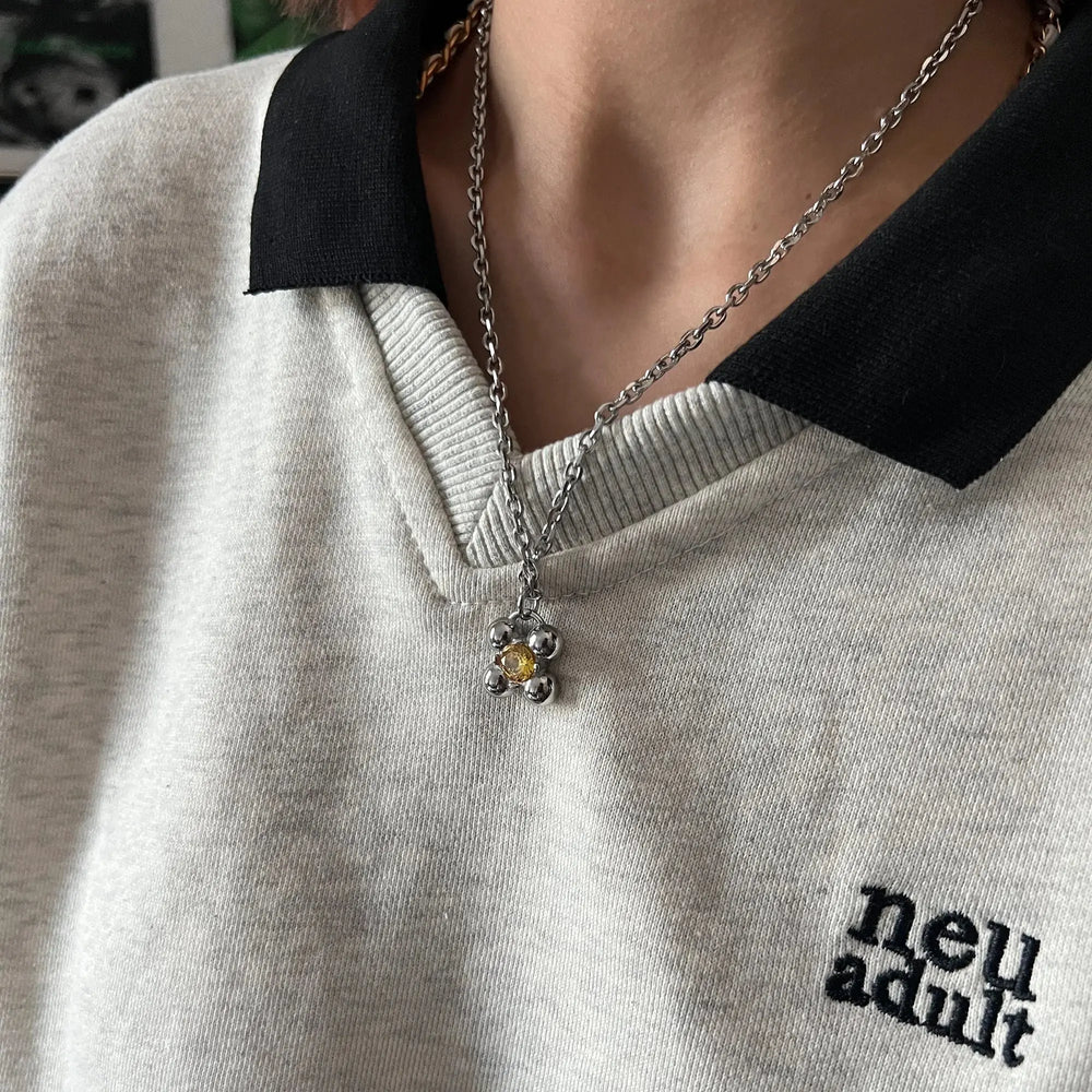 Zircon Flower Pendant Necklace ArtsKoreanMan