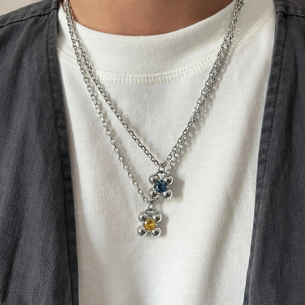 Zircon Flower Pendant Necklace ArtsKoreanMan