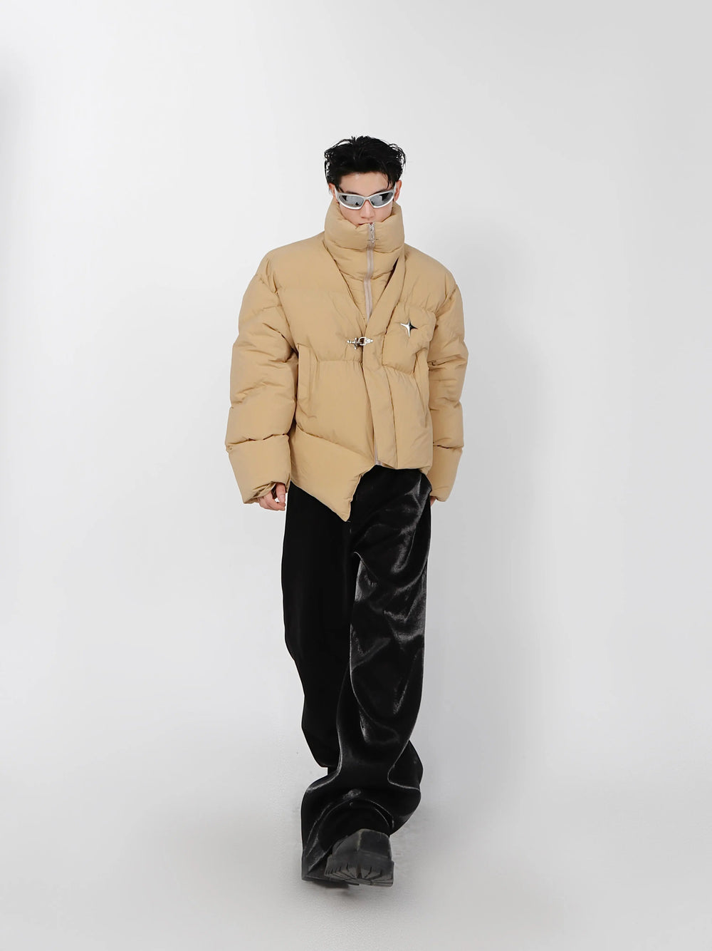 High Neck Asymmetrical Design Winter Coat ArtsKoreanMan