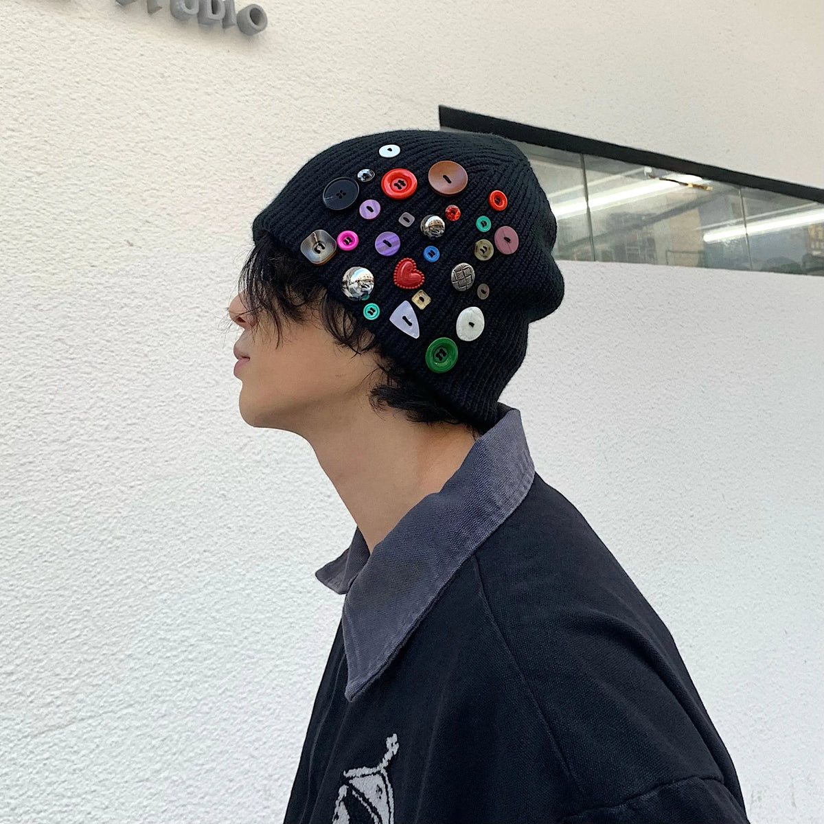 Multicolored Button Knit Beanie ArtsKoreanMan