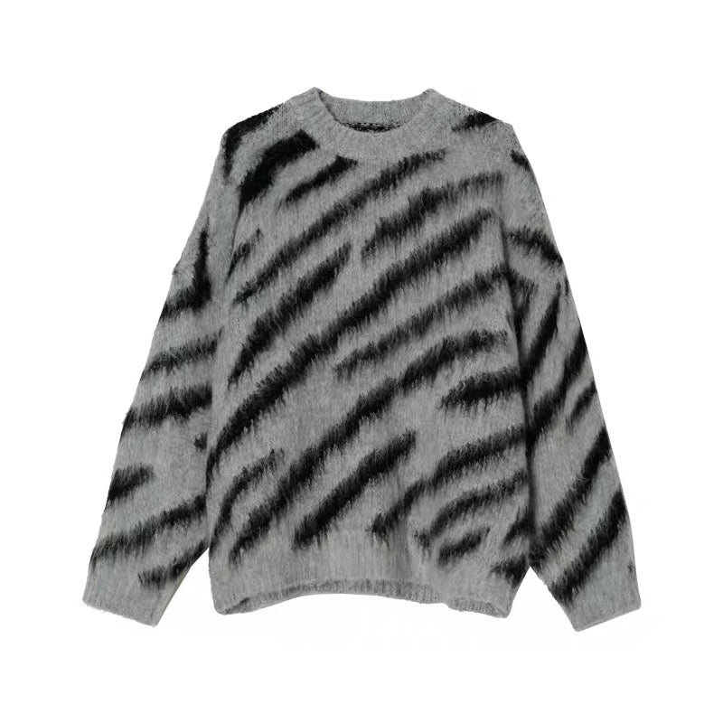 Irregular Contrast Color Crew Neck Sweater ArtsKoreanMan