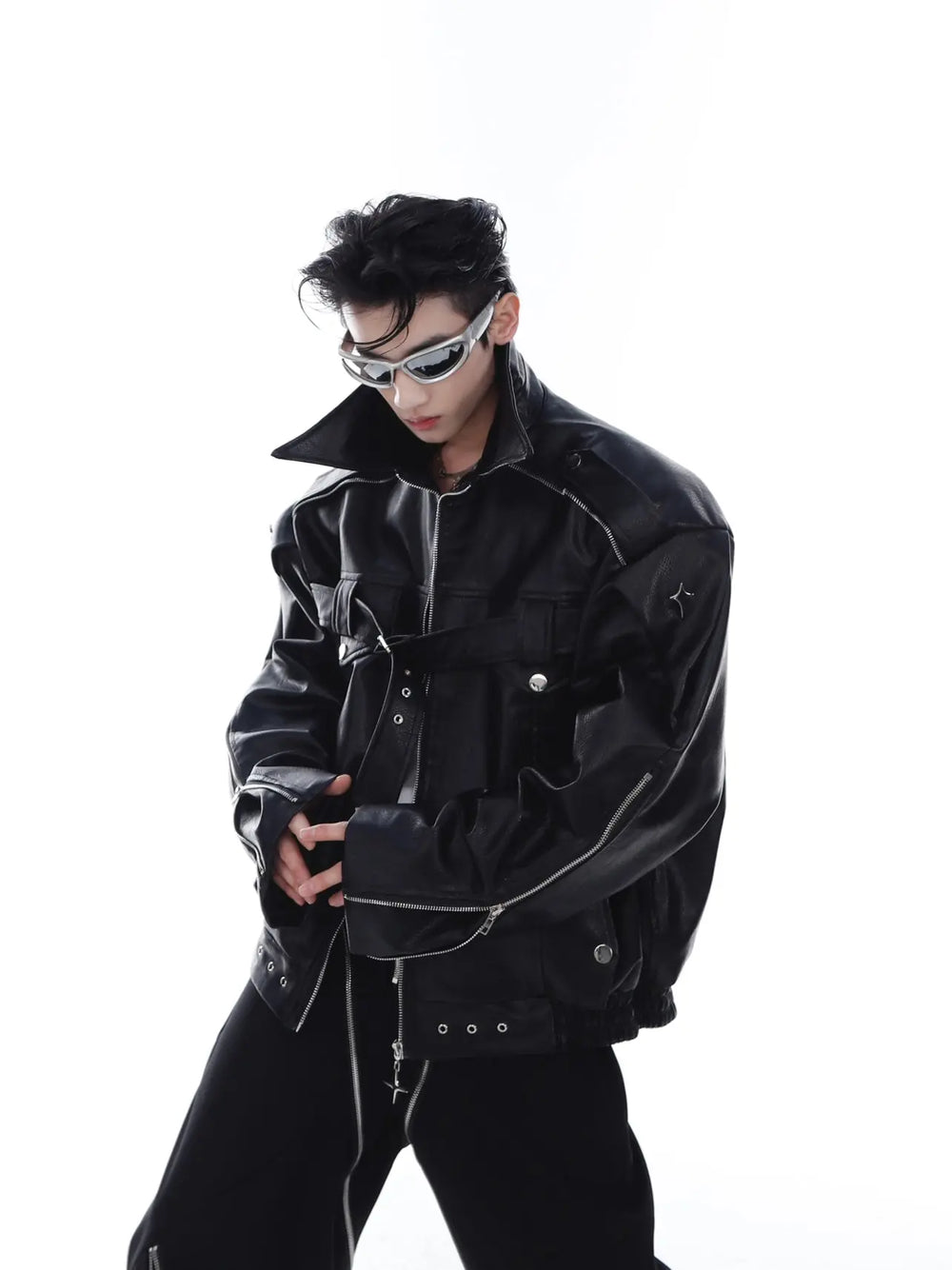 【23s Feb.】Button and Zip Leather Jacket ArtsKoreanMan