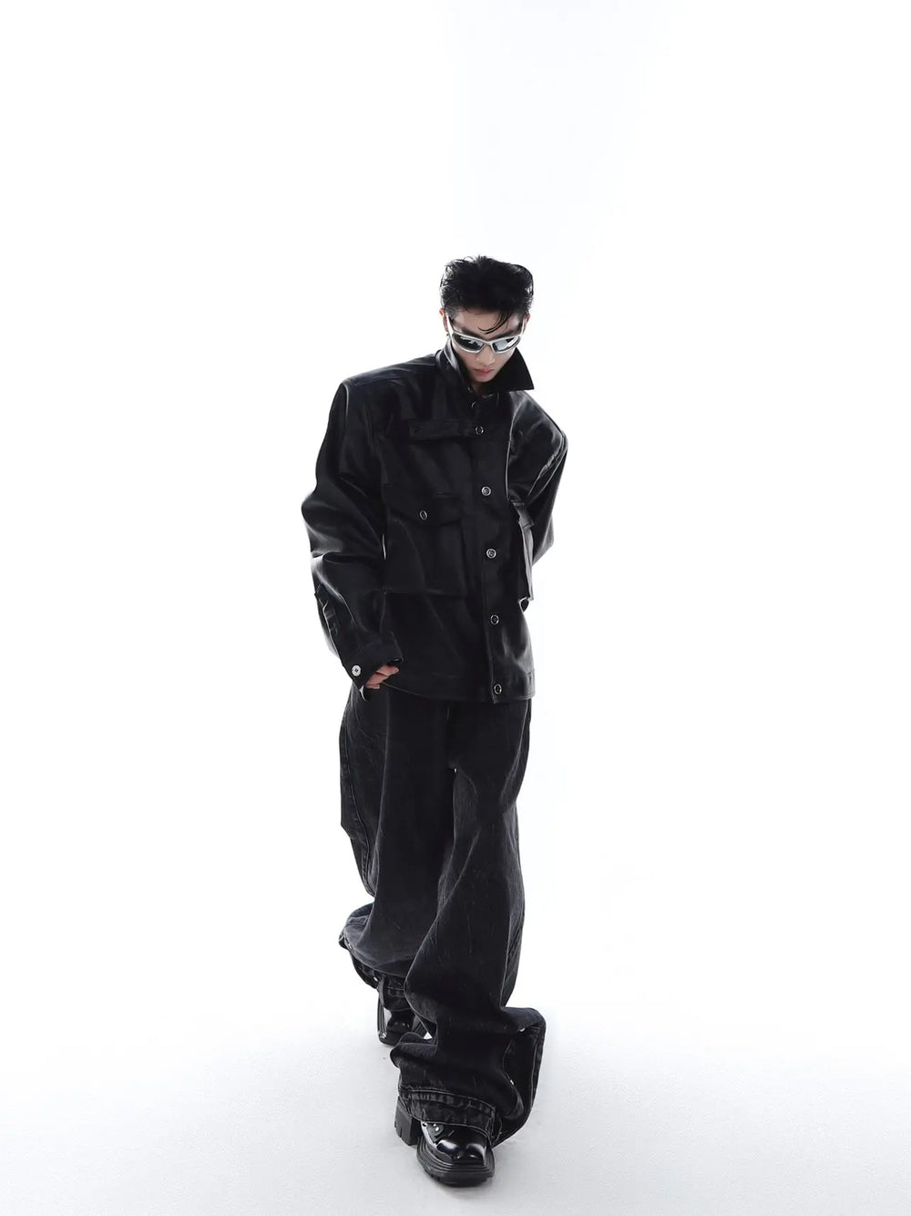 【23s Feb.】Large Pocket High Shoulder Leather Jacket ArtsKoreanMan