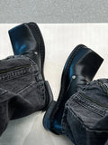 【New】Black Huge Square Toe Leather Shoes ArtsKoreanMan