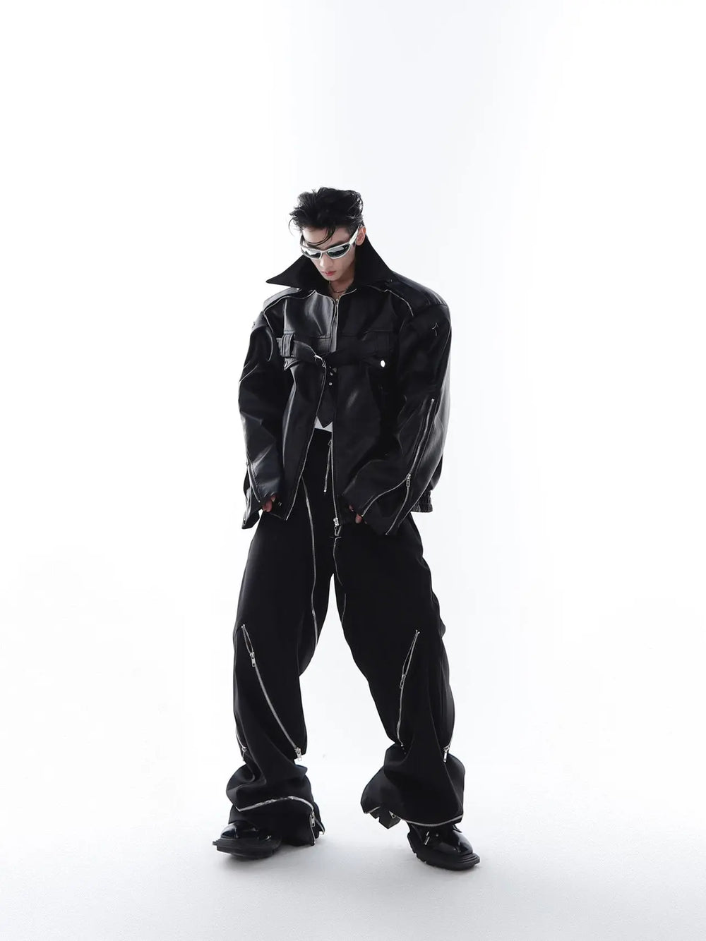 【23s Feb.】Button and Zip Leather Jacket ArtsKoreanMan