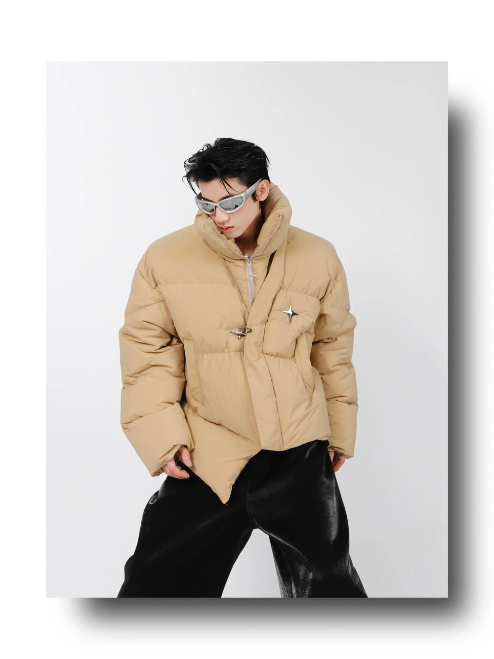 High Neck Asymmetrical Design Winter Coat ArtsKoreanMan